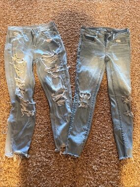 American Eagle Outfitters Light Blue Ripped Skinny Jeans Duo